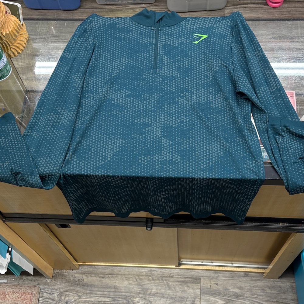 Gymshark Teal Green Quarter-Zip Performance Pullover